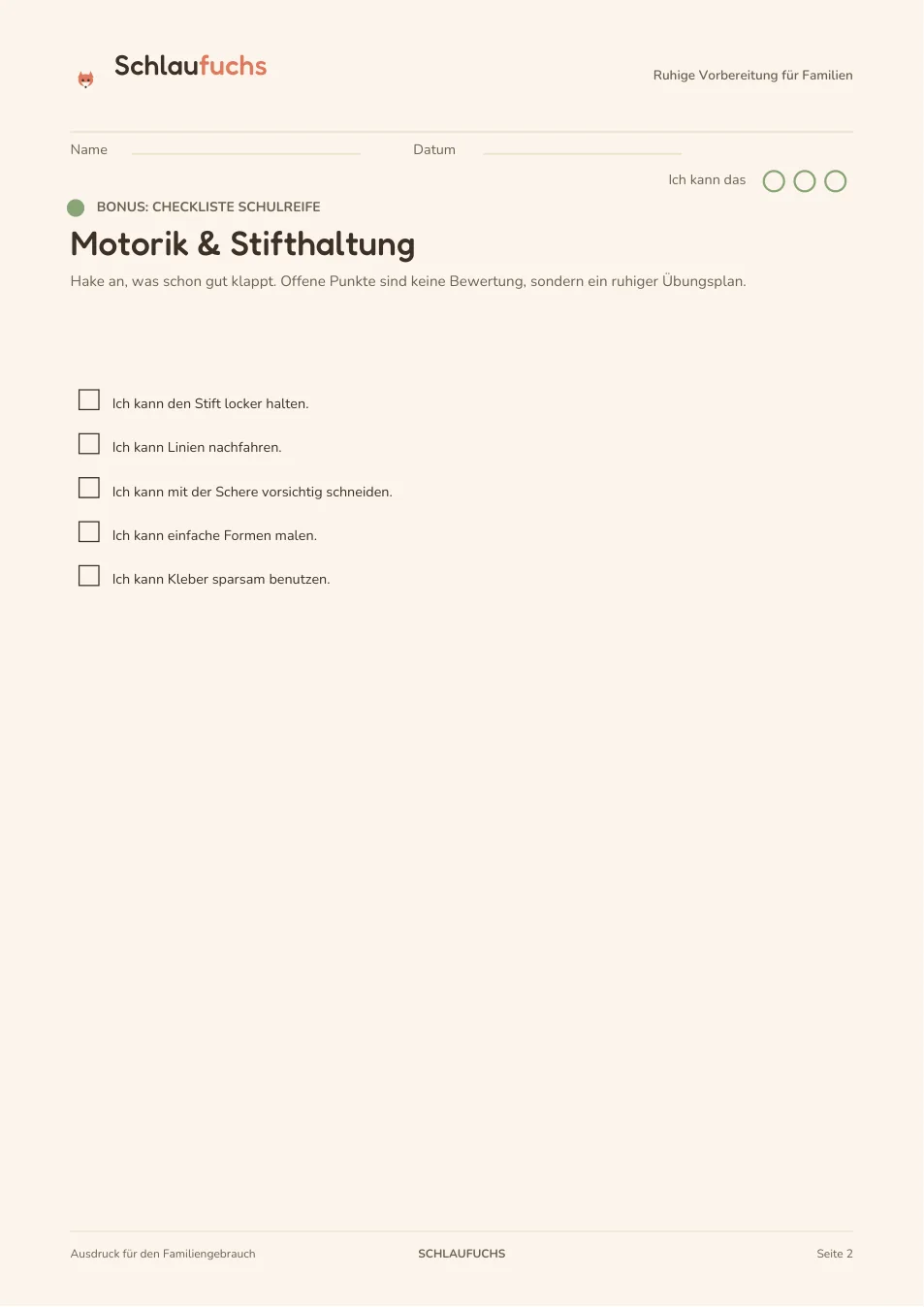 Vorschau: Checkliste Schulreife
